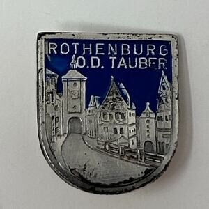 Vintage Rothenburg ob der Tauber Shield Hat Lapel Pin Pinback Germany Bavarian